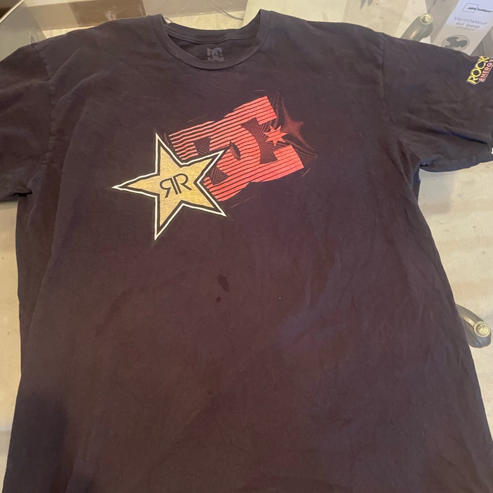 DC Black Tee with Red and Gold Accents